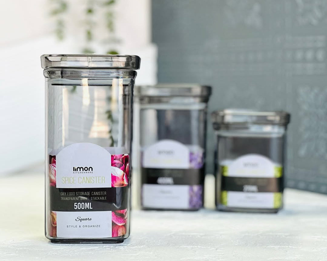 Limon Royal Acrylic Spice Jars (Square) 3-Pcs Set!