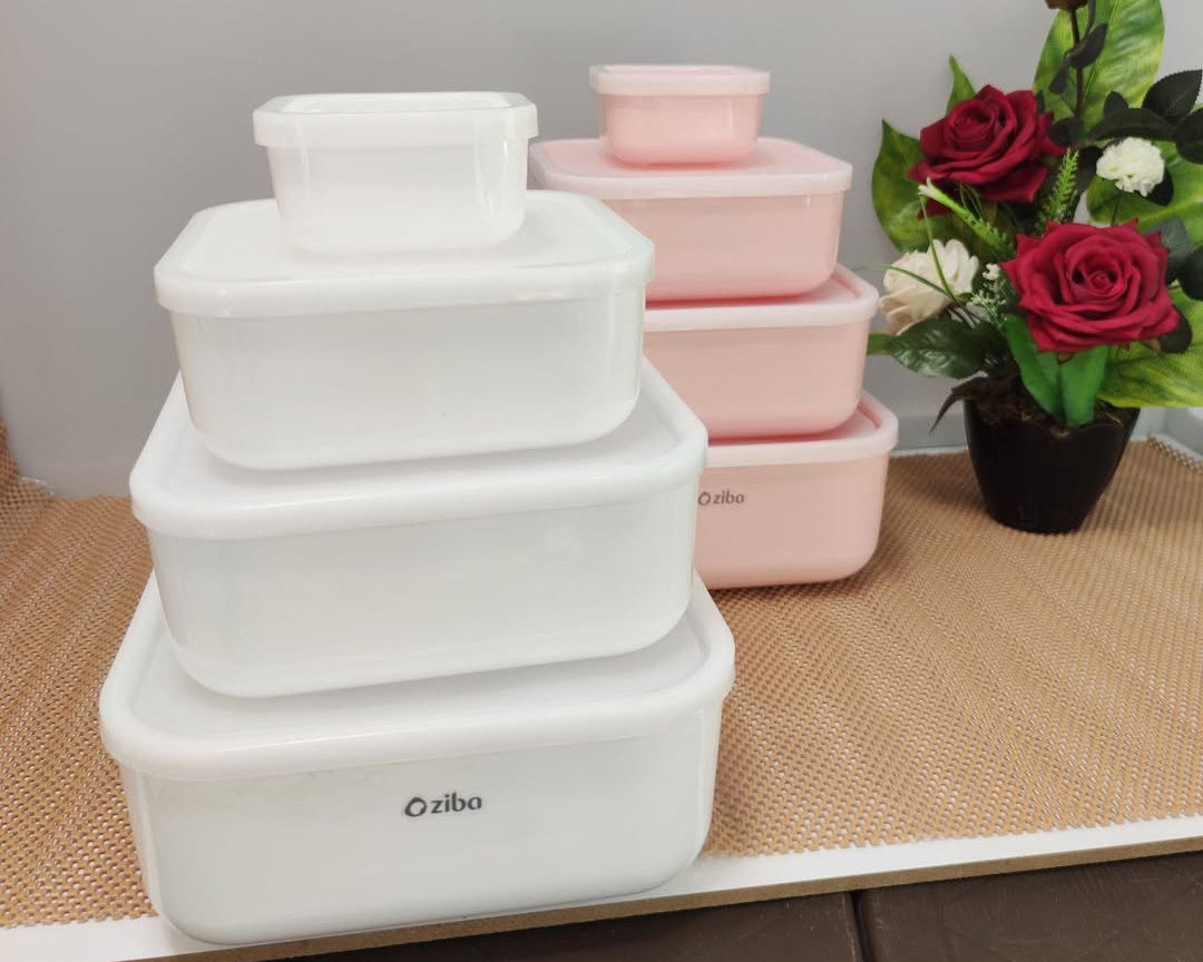ZIBA Plastic Bowl Set with Airtight Lid 4-Pcs