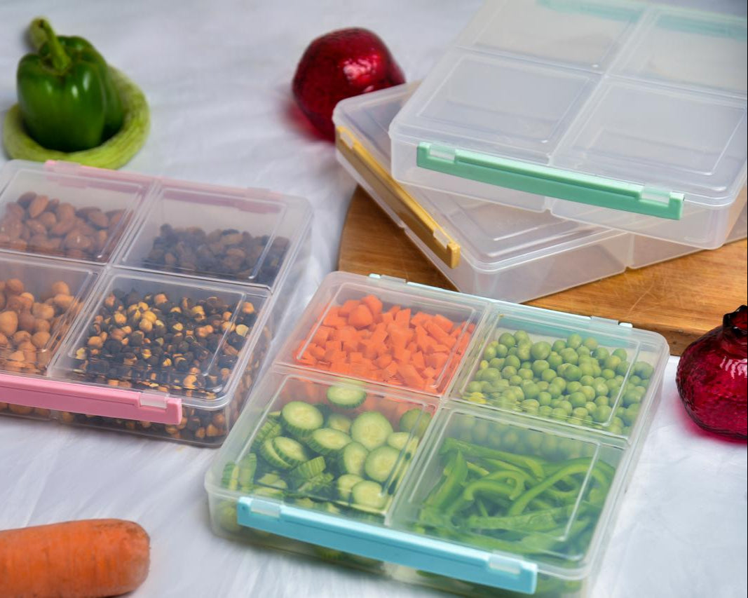 Airtight Food Storage Box in 4-Sections!