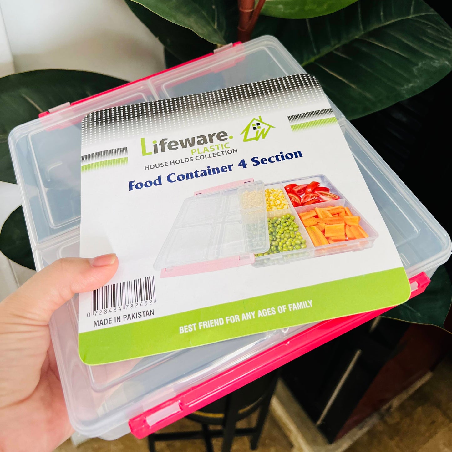 Airtight Food Storage Box in 4-Sections!