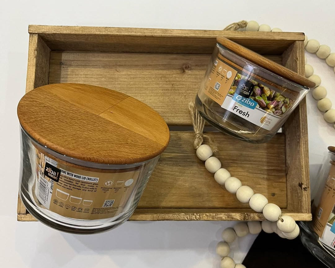 Ziba Wooden Glass Container 3-Pcs Set!