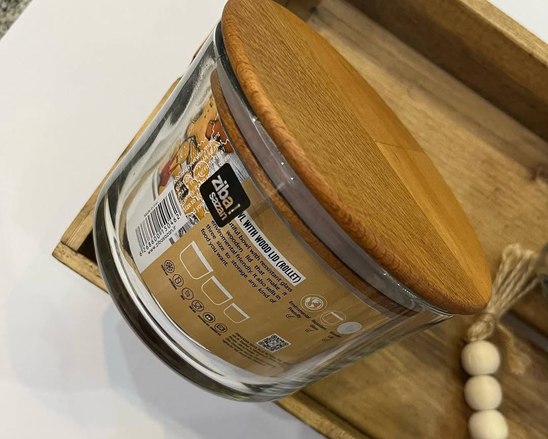 Ziba Wooden Glass Container 3-Pcs Set!