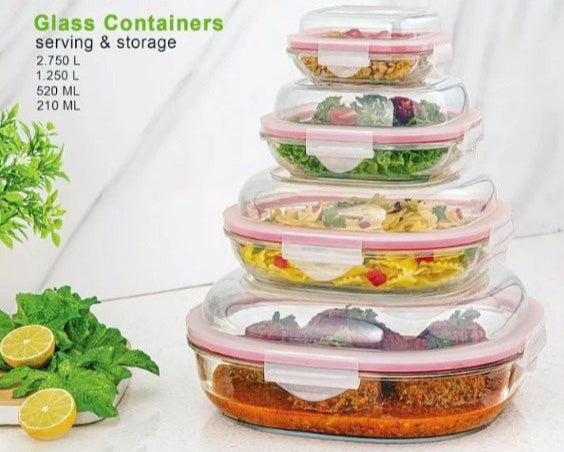 Limon Glass Container Set 4-Pcs (Round)