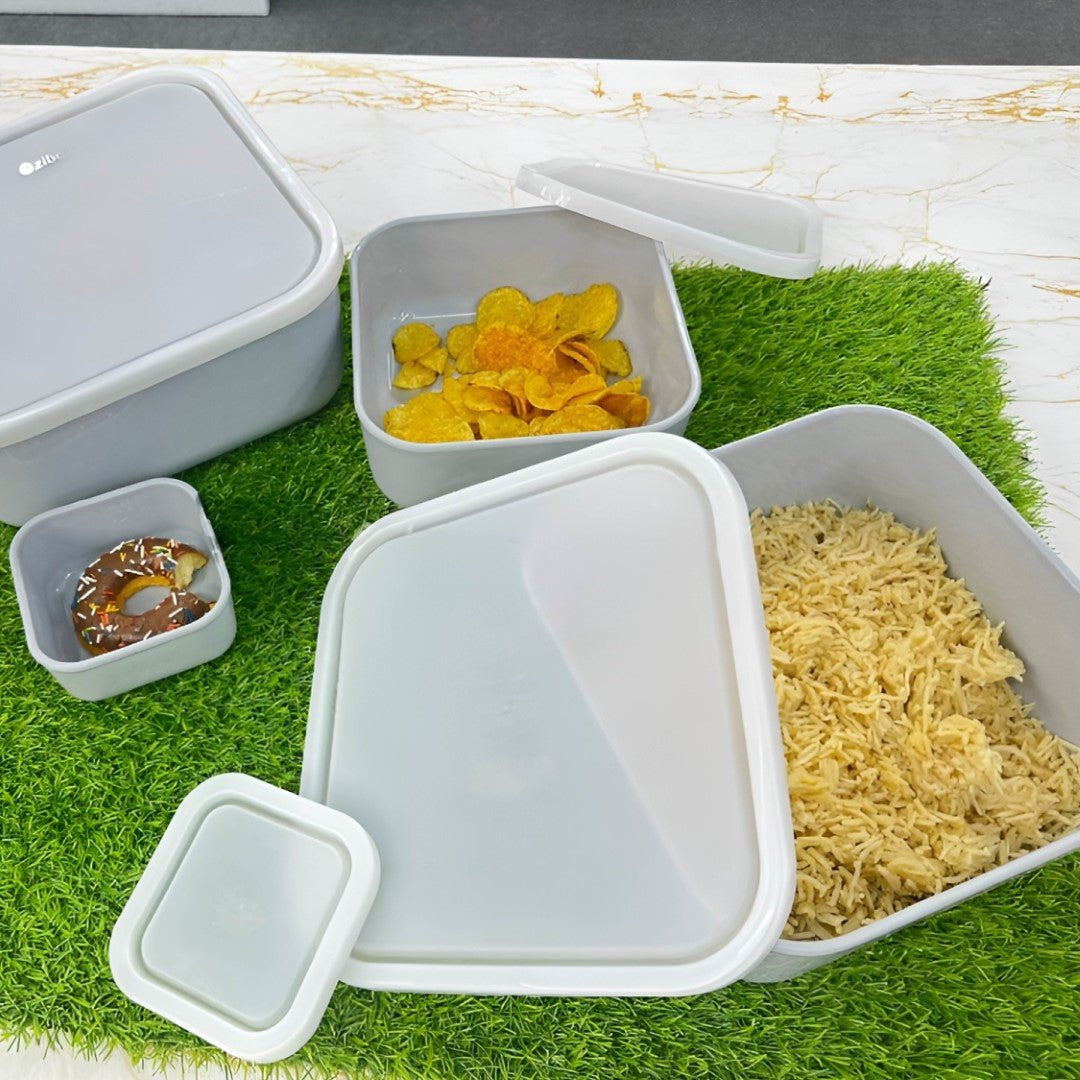 ZIBA Plastic Bowl Set with Airtight Lid 4-Pcs