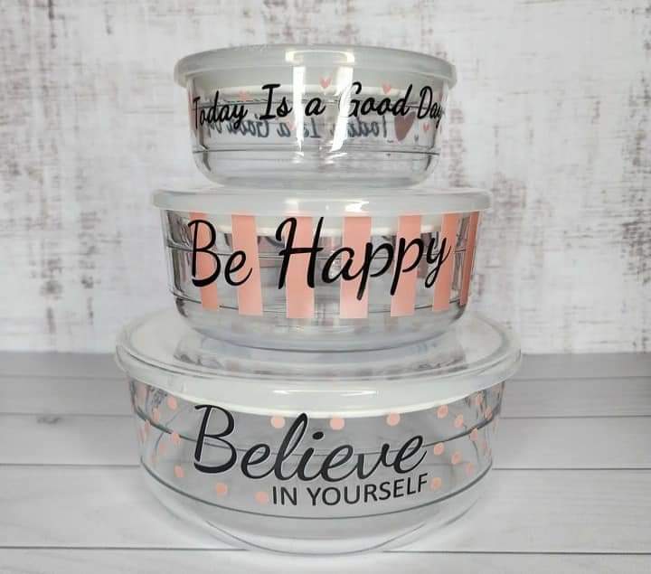 Limon Vacuum Glass Bowl Set 3-Pcs (Printed)