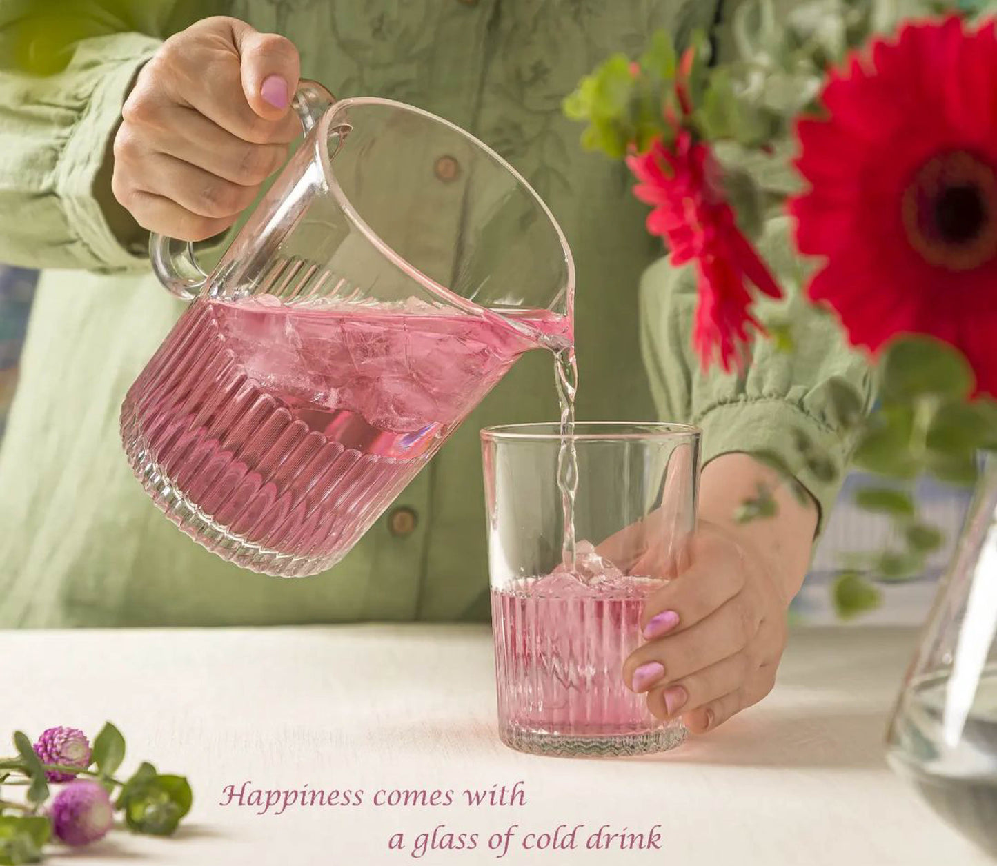 Limon Pitcher & Water Glass 7-Pcs Set-Made in Iran.