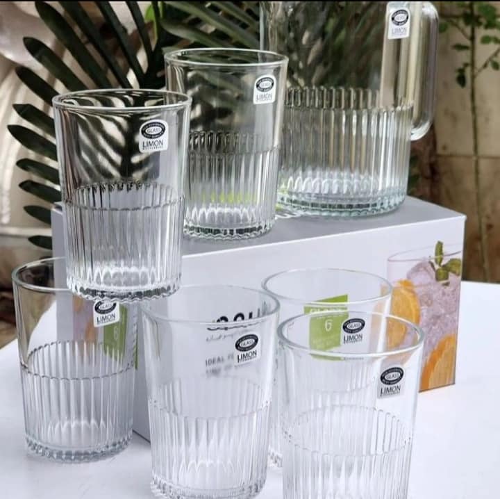 Limon Pitcher & Water Glass 7-Pcs Set-Made in Iran.
