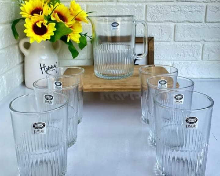 Limon Pitcher & Water Glass 7-Pcs Set-Made in Iran.
