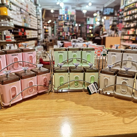 Livon Spice Jar Set 6-Pcs with Steel Stand!