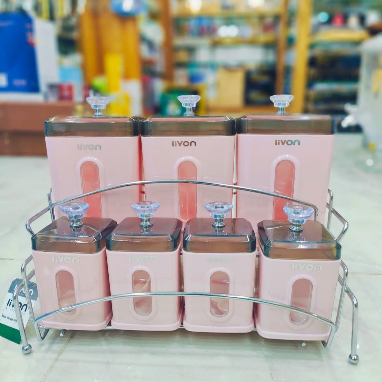 Livon Spice Jar Set 8-Pcs with Steel Stand!