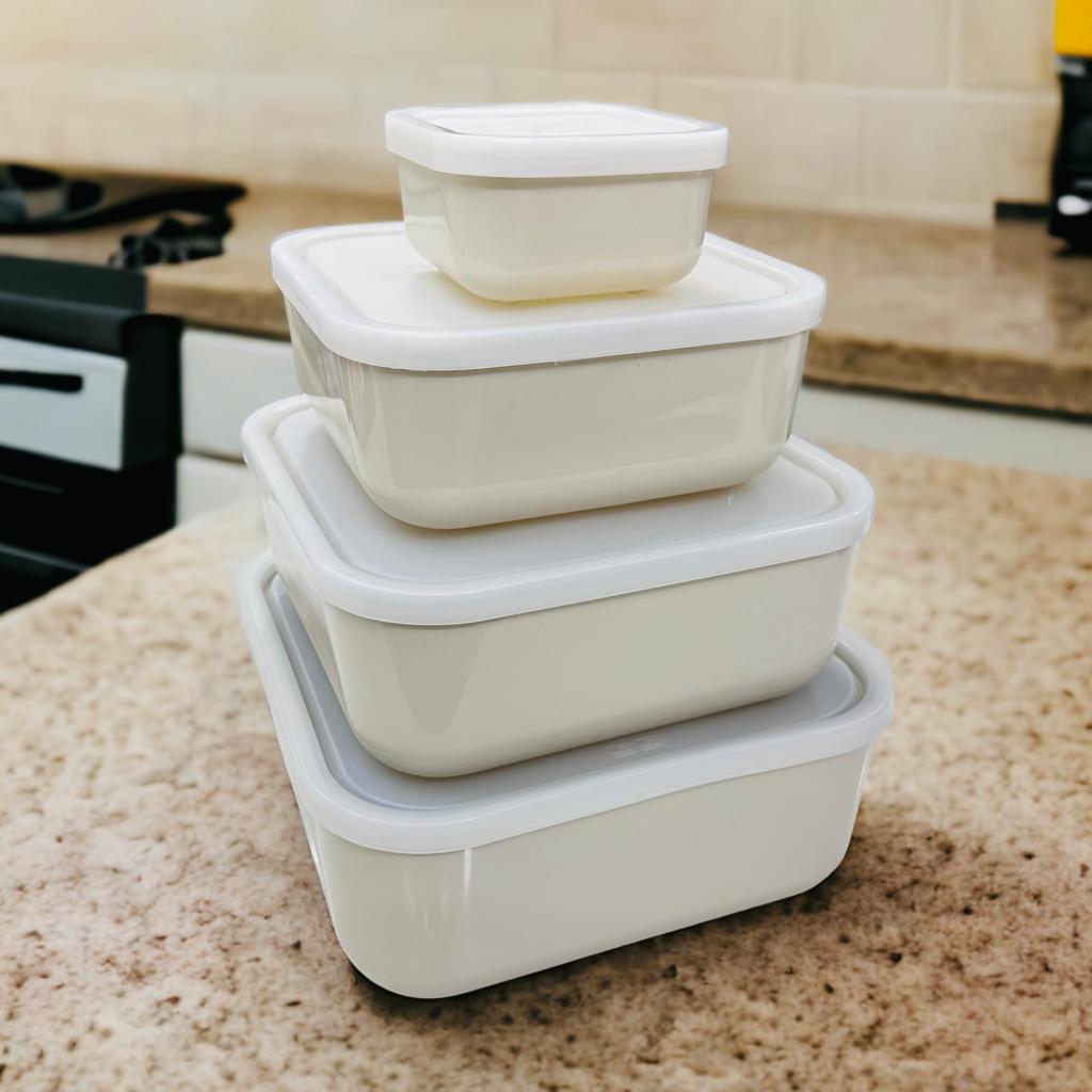 ZIBA Plastic Bowl Set with Airtight Lid 4-Pcs