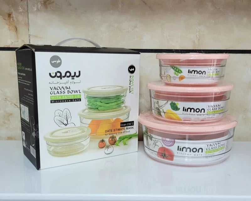 Limon Vacuum Glass Bowl Set 3-Pcs (Plain)!