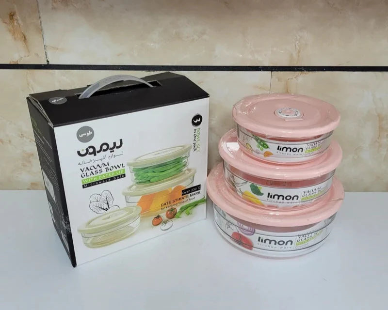 Limon Vacuum Glass Bowl Set 3-Pcs (Plain)!