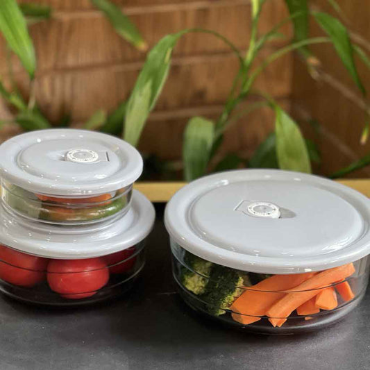 Limon Plain Vacuum Glass Bowl Set 3-Pcs!