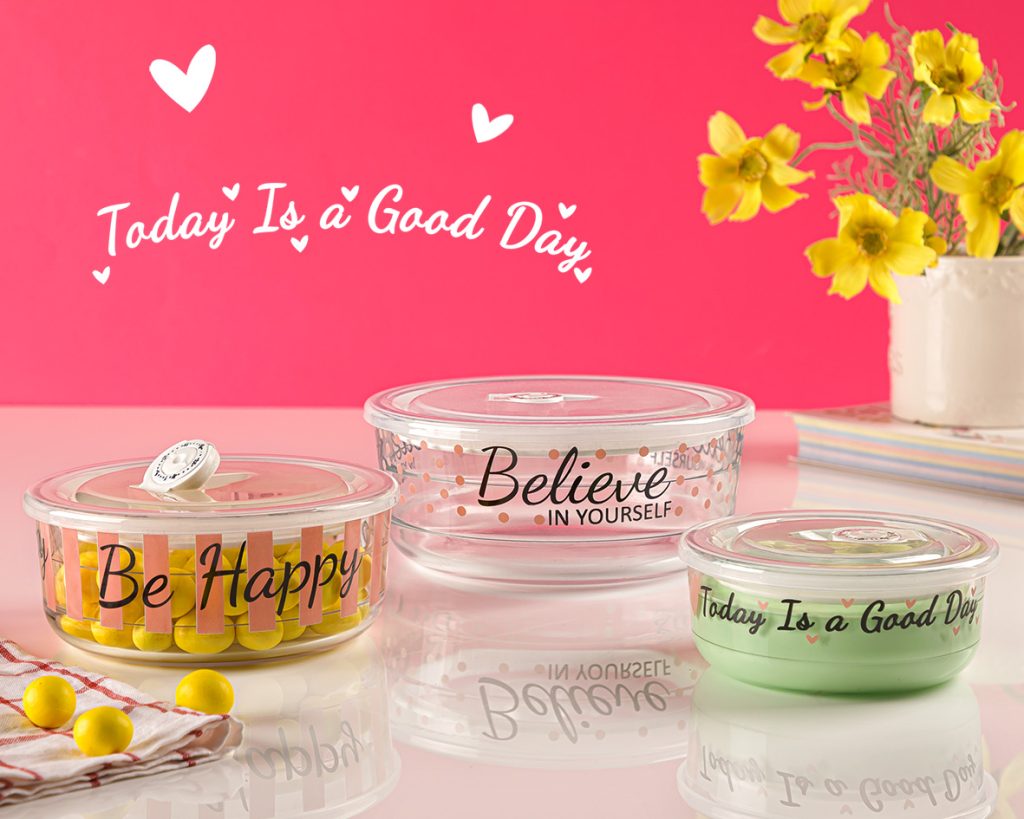 Limon Vacuum Glass Bowl Set 3-Pcs (Printed)