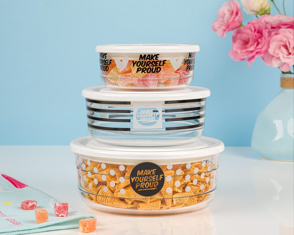Limon Vacuum Glass Bowl Set 3-Pcs (Printed)
