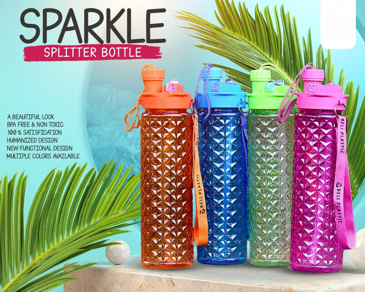 2 in 1 Sparkle Water Bottle 750 ml (Plastic)