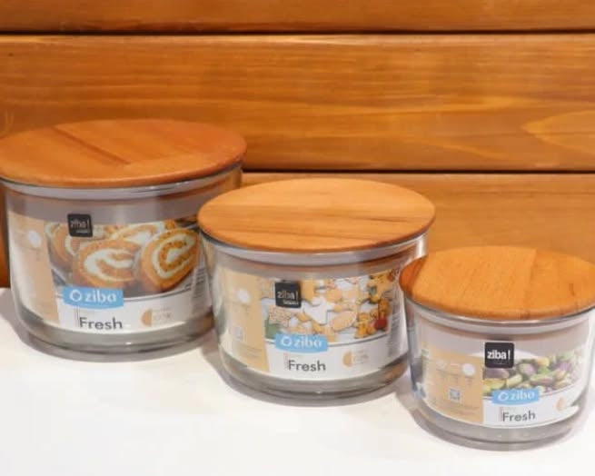 Ziba Wooden Glass Container 3-Pcs Set!