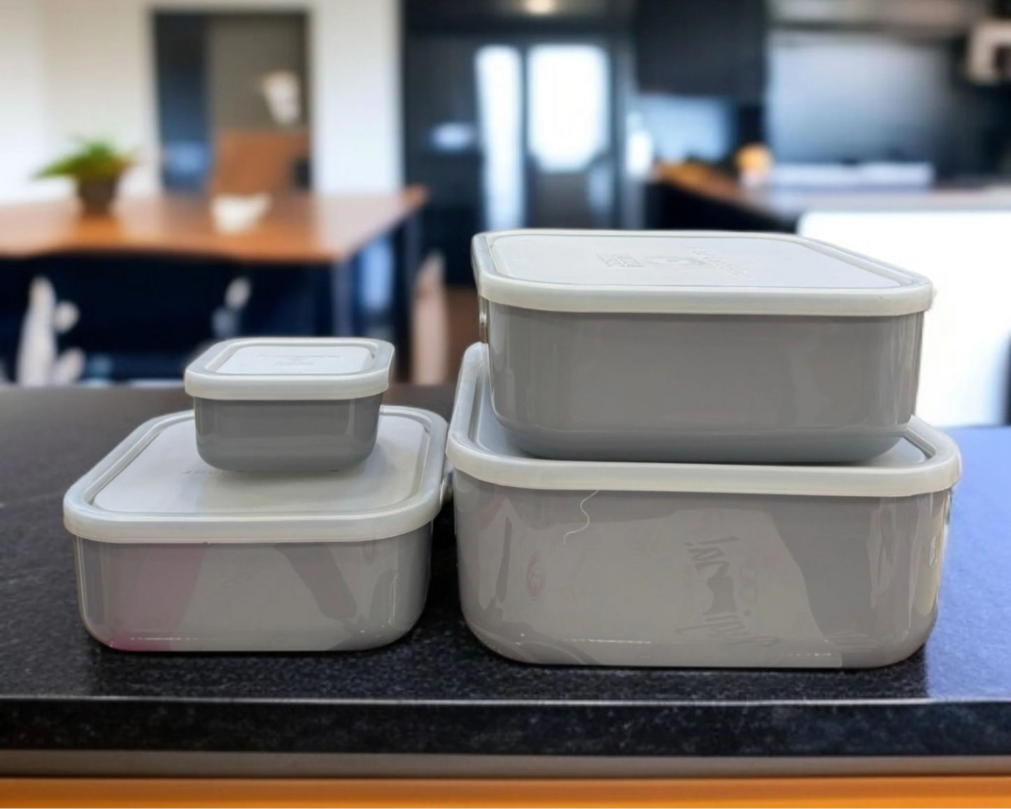 ZIBA Plastic Bowl Set with Airtight Lid 4-Pcs