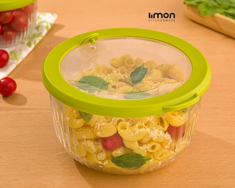 Limon Glass Bowl with Vented Lid 3-Pcs Set