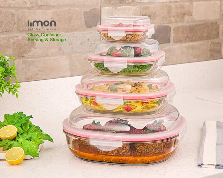 Limon Glass Container Set 4-Pcs (Round)