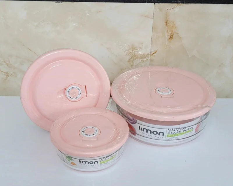Limon Vacuum Glass Bowl Set 3-Pcs (Plain)!