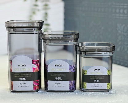 Limon Royal Acrylic Spice Jars (Square) 3-Pcs Set!