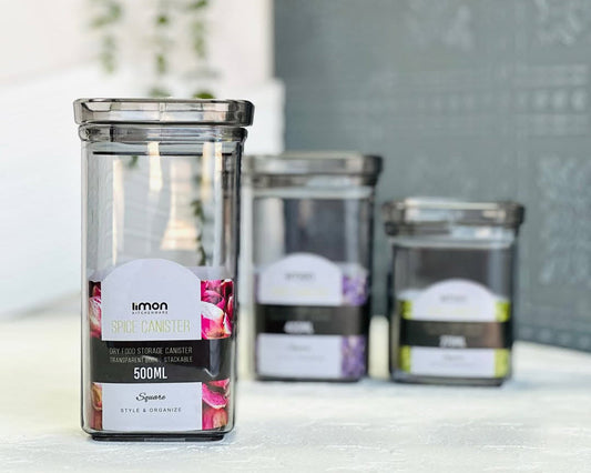 Limon Royal Acrylic Spice Jars (Square) 3-Pcs Set!