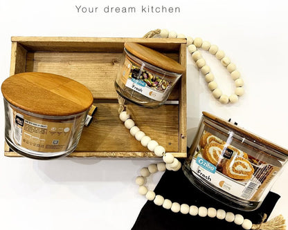 Ziba Wooden Glass Container 3-Pcs Set!