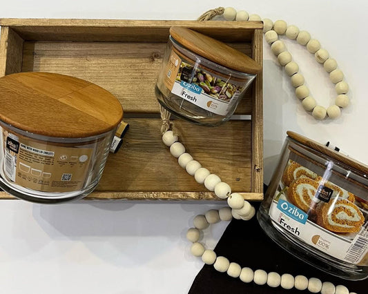Ziba Wooden Glass Container 3-Pcs Set!