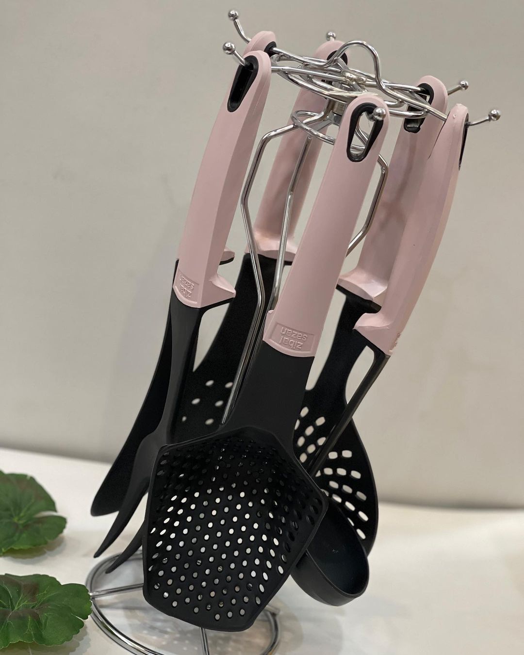 Ziba Spatula and Ladle Set with Steel Stand 6 in 1