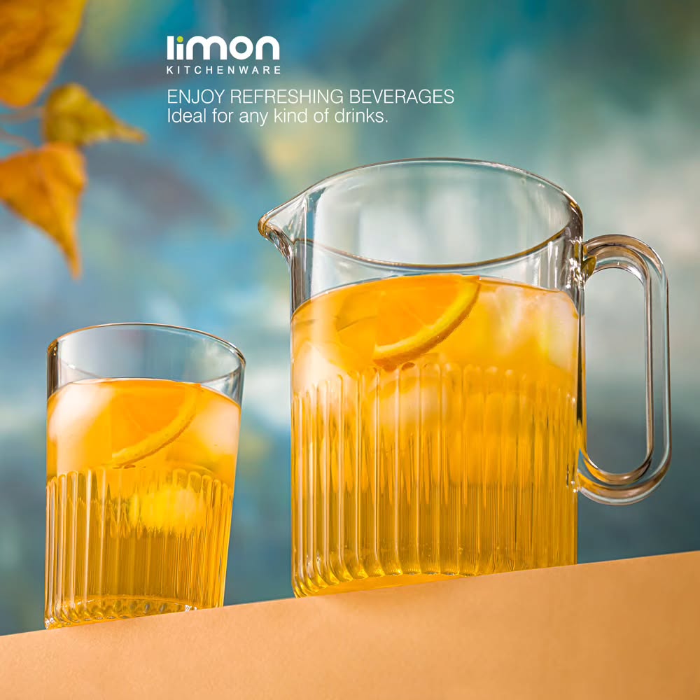 Limon Pitcher & Water Glass 7-Pcs Set (1-Jug & 6-Glass)!