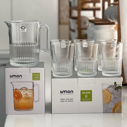 Limon Pitcher & Water Glass 7-Pcs Set-Made in Iran.