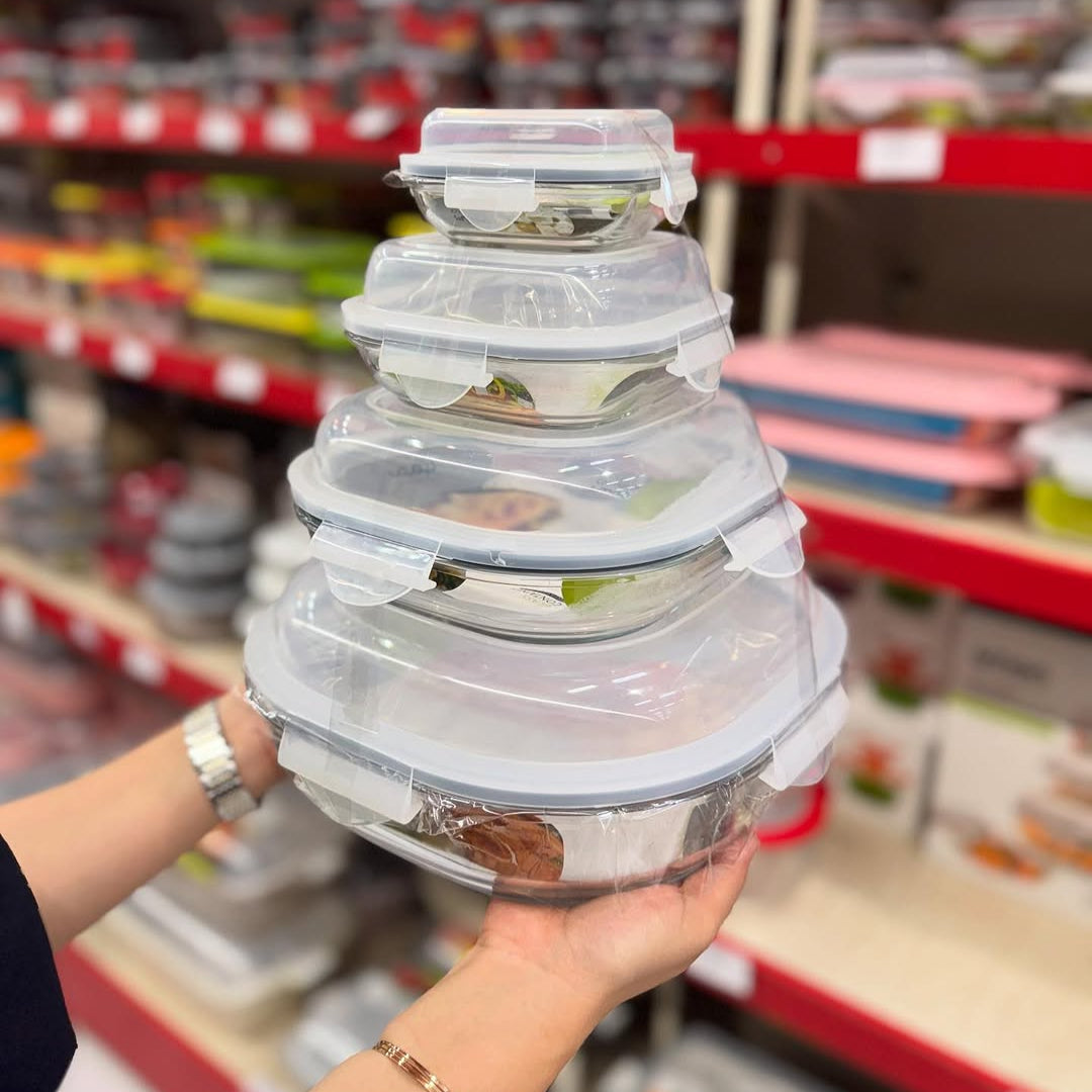 Limon Glass Container Set 4-Pcs (Round)