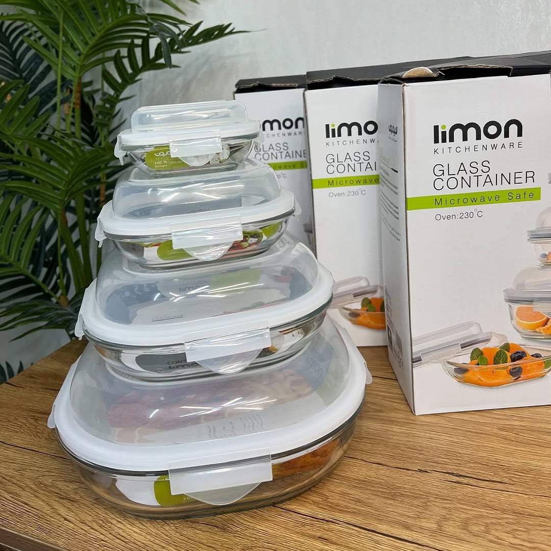 Limon Glass Container Set 4-Pcs (Round)