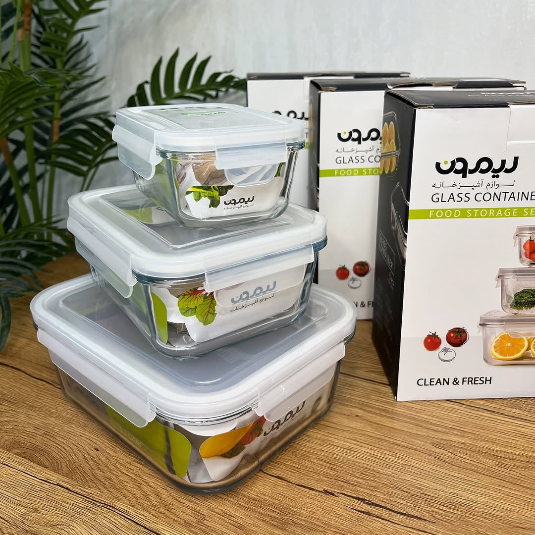 Limon Glass Container 3-Pcs Set (Rectangle)!