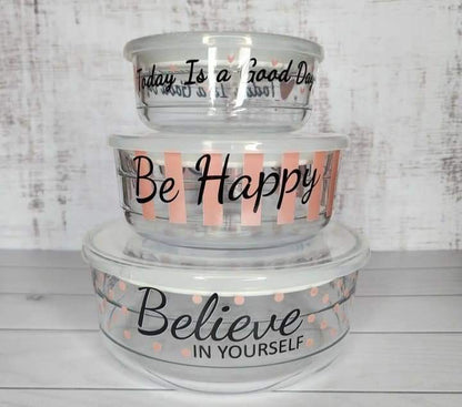 Limon Vacuum Glass Bowl Set 3-Pcs (Printed)