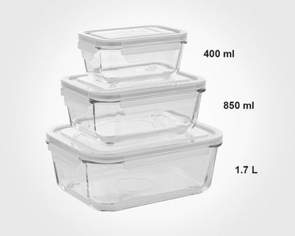 Limon Glass Container 3-Pcs Set (Rectangle)!