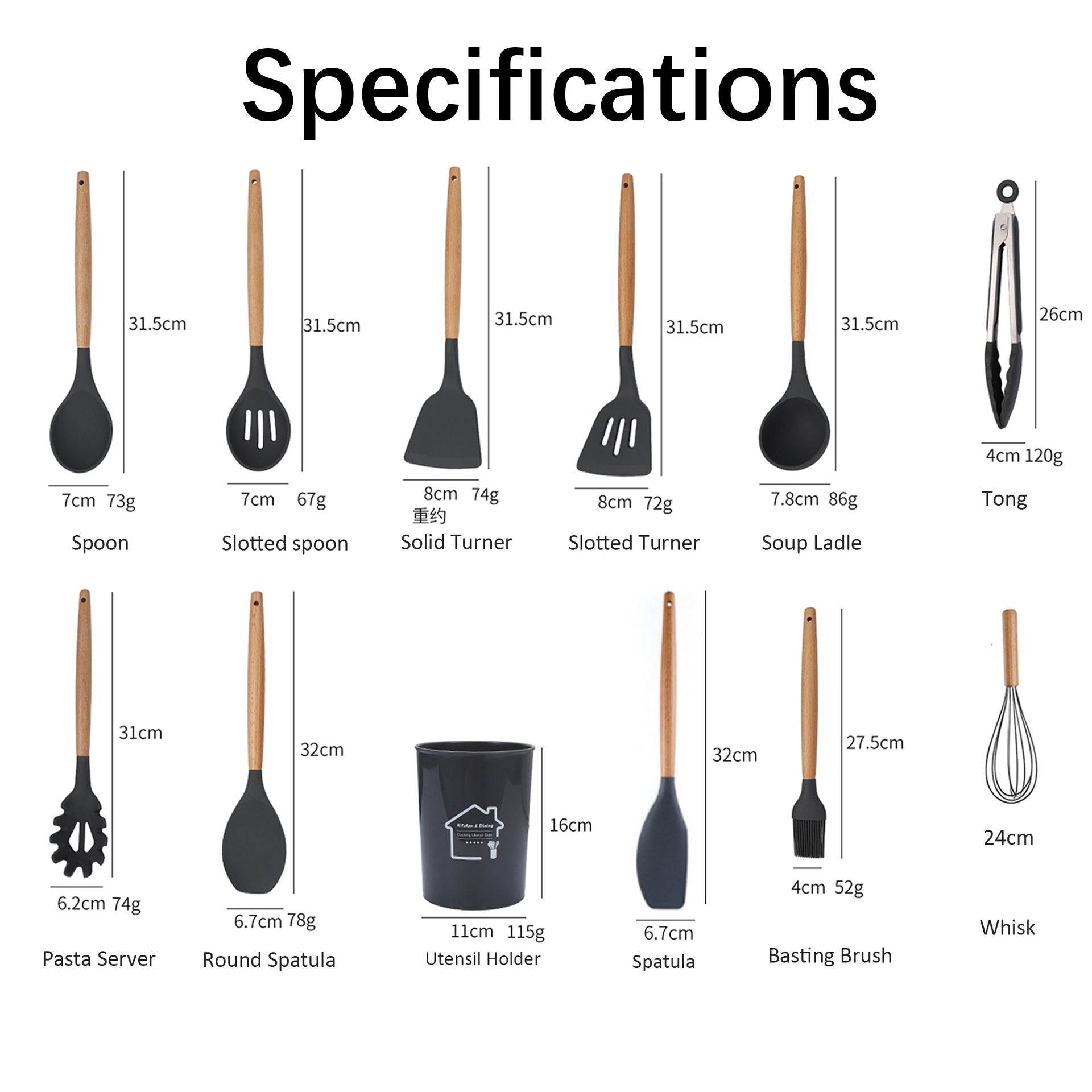 Non-Stick Silicon Kitchen Tool Set 12-Pcs (Utensils)!