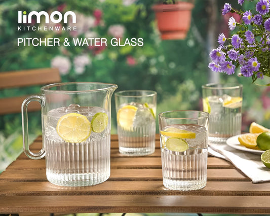 Limon Pitcher & Water Glass 7-Pcs Set-Made in Iran.