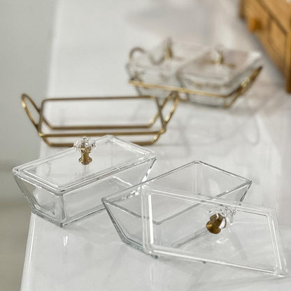 Limon Glass Snack Serving Tray 2-Sections (Rectangle)