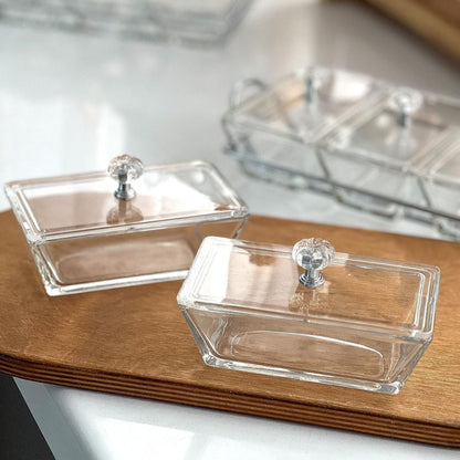 Limon Glass Snack Serving Tray 2-Sections (Rectangle)