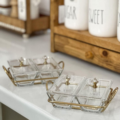 Limon Glass Snack Serving Tray 2-Sections (Rectangle)