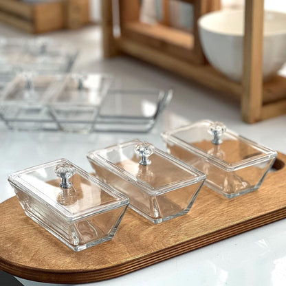 Limon Glass Snack Serving Tray 4-Sections (Rectangle)