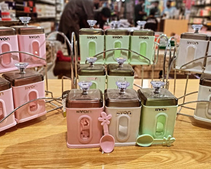 Livon Spice Jar Set 6 - Pcs with Steel Stand! - HomeKet Traders