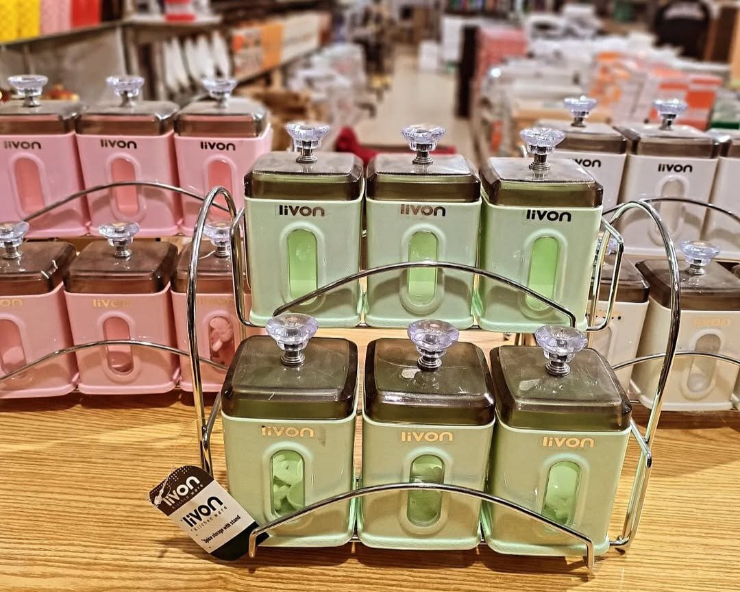 Livon Spice Jar Set 6 - Pcs with Steel Stand! - HomeKet Traders