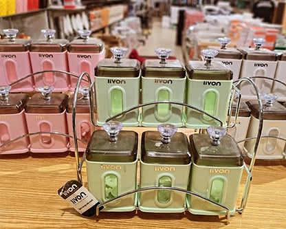 Livon Spice Jar Set 6 - Pcs with Steel Stand! - HomeKet Traders