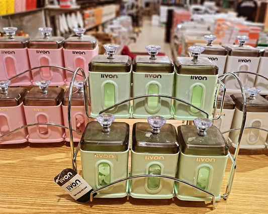 Livon Spice Jar Set 6-Pcs with Steel Stand!
