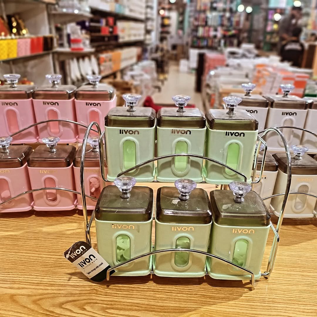Livon Spice Jar Set 6-Pcs with Steel Stand!