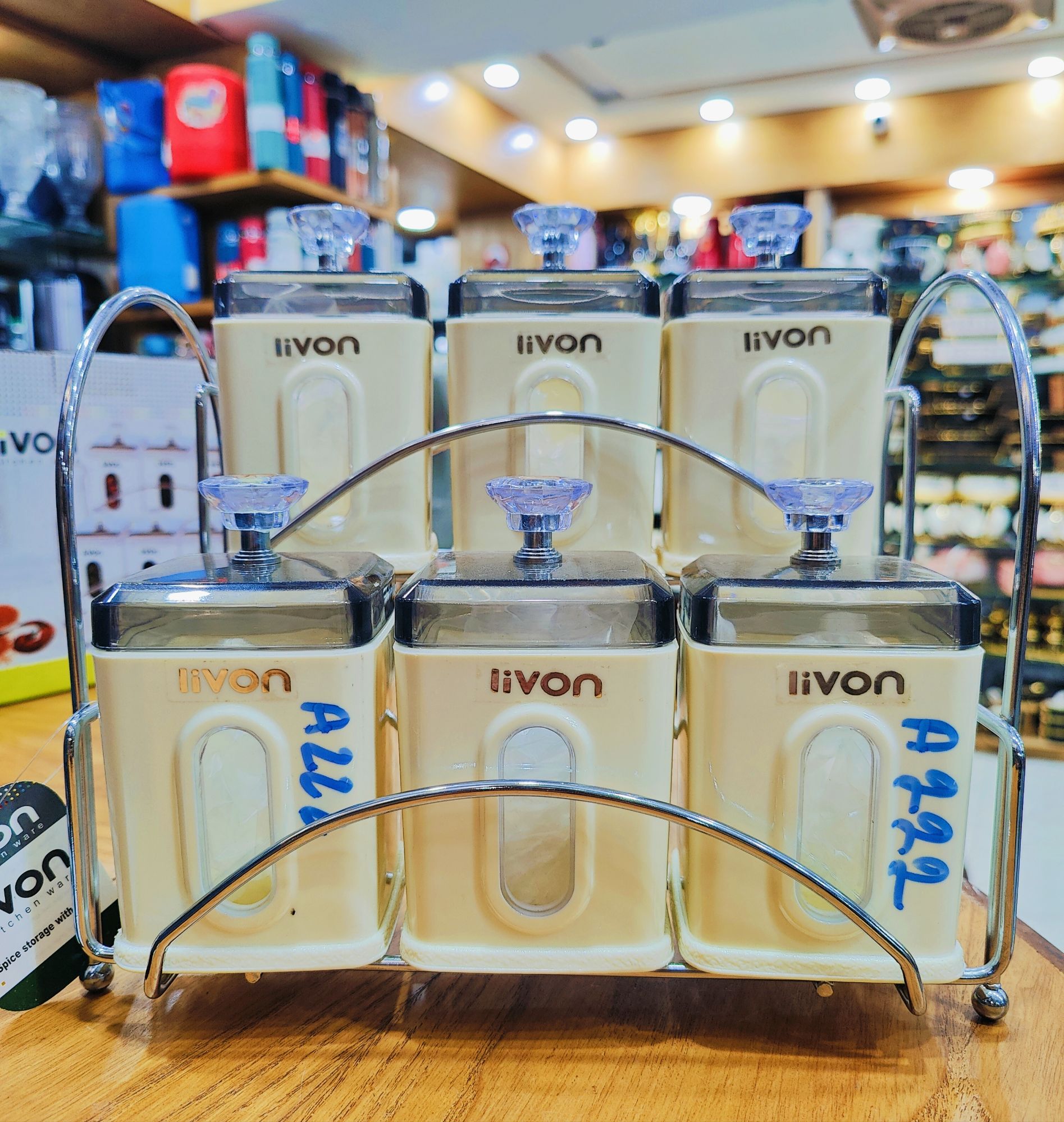 Livon Spice Jar Set 6-Pcs with Steel Stand!